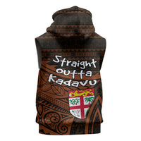 Straight Outta Kadavu Fiji Sleeveless Zip Hoodie Tribal Polynesian Tattoo Coat Of Arms Flag TS04 - Polynesian Pride