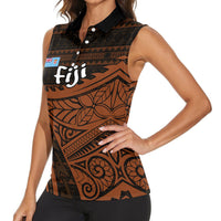Straight Outta Kadavu Fiji Women Sleeveless Polo Shirt Tribal Polynesian Tattoo Coat Of Arms Flag TS04 - Polynesian Pride