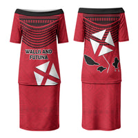 Wallis And Futuna Family Matching Puletasi and Hawaiian Shirt Polynesian Tattoo Flag Map TS04 Mom's Dress Red Black - Polynesian Pride