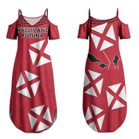 Wallis And Futuna Family Matching Summer Maxi Dress and Hawaiian Shirt Polynesian Tattoo Flag Map TS04 Mom's Dress Red Black - Polynesian Pride
