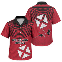 Wallis And Futuna Family Matching Summer Maxi Dress and Hawaiian Shirt Polynesian Tattoo Flag Map TS04 Son's Shirt Red Black - Polynesian Pride