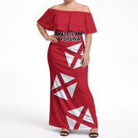 Wallis And Futuna Off Shoulder Maxi Dress Polynesian Tattoo Flag Map