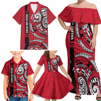 Wallis And Futuna Family Matching Off Shoulder Maxi Dress and Hawaiian Shirt Tribal Polynesian Tattoo Flag Motif TS04 - Polynesian Pride