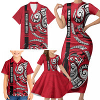 Wallis And Futuna Family Matching Short Sleeve Bodycon Dress and Hawaiian Shirt Tribal Polynesian Tattoo Flag Motif TS04 - Polynesian Pride