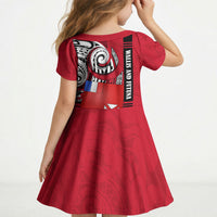 Wallis And Futuna Kid Short Sleeve Dress Tribal Polynesian Tattoo Flag Motif TS04 - Polynesian Pride