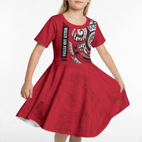 Wallis And Futuna Kid Short Sleeve Dress Tribal Polynesian Tattoo Flag Motif TS04 - Polynesian Pride