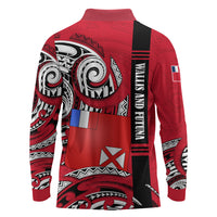 Wallis And Futuna Long Sleeve Polo Shirt Tribal Polynesian Tattoo Flag Motif TS04 - Polynesian Pride
