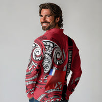 Wallis And Futuna Long Sleeve Polo Shirt Tribal Polynesian Tattoo Flag Motif TS04 - Polynesian Pride