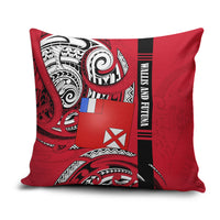 Wallis And Futuna Pillow Cover Tribal Polynesian Tattoo Flag Motif TS04 Red Black - Polynesian Pride