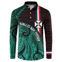 Wallis And Futuna Button Sweatshirt Tribal Polynesian Tattoo Heritage Cross Flag