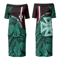 Wallis And Futuna Couples Matching Puletasi and Hawaiian Shirt Tribal Polynesian Tattoo Heritage Cross Flag TS04 - Polynesian Pride
