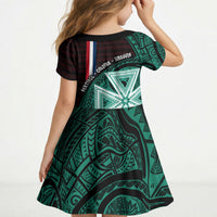 Wallis And Futuna Kid Short Sleeve Dress Tribal Polynesian Tattoo Heritage Cross Flag TS04 - Polynesian Pride