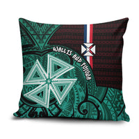 Wallis And Futuna Pillow Cover Tribal Polynesian Tattoo Heritage Cross Flag TS04 Green Black - Polynesian Pride