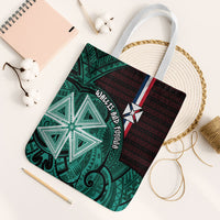 Wallis And Futuna Tote Bag Tribal Polynesian Tattoo Heritage Cross Flag TS04 White Strap One Size Green Black - Polynesian Pride