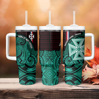 Wallis And Futuna Tumbler With Handle Tribal Polynesian Tattoo Heritage Cross Flag TS04 - Polynesian Pride