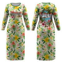 Hawaiian Piko Threads Of Paradise Aloha Couples Matching Long Sleeve Bodycon Dress and Hawaiian Shirt Tropical Hibiscus Plumeria
