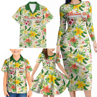 Hawaiian Piko Threads Of Paradise Aloha Family Matching Long Sleeve Bodycon Dress and Hawaiian Shirt Tropical Hibiscus Plumeria
