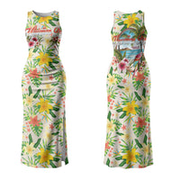 Hawaiian Piko Threads Of Paradise Aloha Family Matching Tank Maxi Dress and Hawaiian Shirt Tropical Hibiscus Plumeria TS04 Mom's Dress White Green - Polynesian Pride