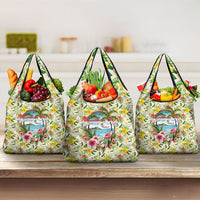 Hawaiian Piko Threads Of Paradise Aloha Grocery Bag Tropical Hibiscus Plumeria