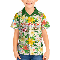 Hawaiian Piko Threads Of Paradise Aloha Kid Hawaiian Shirt Tropical Hibiscus Plumeria TS04 Kid White Green - Polynesian Pride