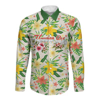 Hawaiian Piko Threads Of Paradise Aloha Long Sleeve Button Shirt Tropical Hibiscus Plumeria TS04 Unisex White Green - Polynesian Pride