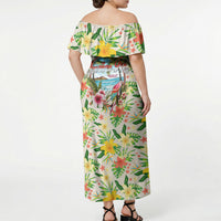 Hawaiian Piko Threads Of Paradise Aloha Off Shoulder Maxi Dress Tropical Hibiscus Plumeria TS04 - Polynesian Pride