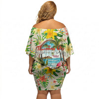 Hawaiian Piko Threads Of Paradise Aloha Off Shoulder Short Dress Tropical Hibiscus Plumeria TS04 - Polynesian Pride