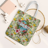 Hawaiian Piko Threads Of Paradise Aloha Tote Bag Tropical Hibiscus Plumeria TS04 White Strap One Size White Green - Polynesian Pride