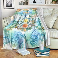 Hawaiian Piko Cultural Pride Aloha Blanket Watercolor Spiral Art - Tropical Plumeria Lei Garland