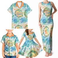 Hawaiian Piko Cultural Pride Aloha Family Matching Tank Maxi Dress and Hawaiian Shirt Watercolor Spiral Art - Tropical Plumeria Lei Garland TS04 - Polynesian Pride