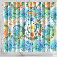 Hawaiian Piko Cultural Pride Aloha Shower Curtain Watercolor Spiral Art - Tropical Plumeria Lei Garland