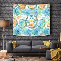 Hawaiian Piko Cultural Pride Aloha Tapestry Watercolor Spiral Art - Tropical Plumeria Lei Garland