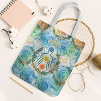 Hawaiian Piko Cultural Pride Aloha Tote Bag Watercolor Spiral Art - Tropical Plumeria Lei Garland TS04 White Strap One Size White Blue - Polynesian Pride