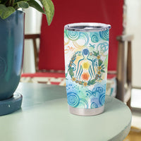 Hawaiian Piko Cultural Pride Aloha Tumbler Cup Watercolor Spiral Art - Tropical Plumeria Lei Garland