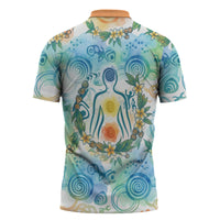 Hawaiian Piko Cultural Pride Aloha Zipper Polo Shirt Watercolor Spiral Art - Tropical Plumeria Lei Garland TS04 - Polynesian Pride