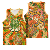 Hawaiian Piko Lani Cultivate I Ka Piko Aloha Basketball Jersey Retro Psychedelic Taro Leaf - Hibiscus Flowers