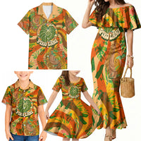 Hawaiian Piko Lani Cultivate I Ka Piko Aloha Family Matching Mermaid Dress and Hawaiian Shirt Retro Psychedelic Taro Leaf - Hibiscus Flowers TS04 - Polynesian Pride