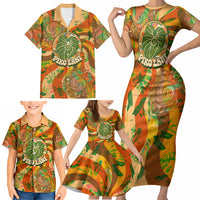 Hawaiian Piko Lani Cultivate I Ka Piko Aloha Family Matching Short Sleeve Bodycon Dress and Hawaiian Shirt Retro Psychedelic Taro Leaf - Hibiscus Flowers TS04 - Polynesian Pride
