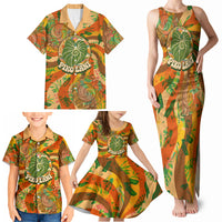 Hawaiian Piko Lani Cultivate I Ka Piko Aloha Family Matching Tank Maxi Dress and Hawaiian Shirt Retro Psychedelic Taro Leaf - Hibiscus Flowers TS04 - Polynesian Pride