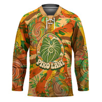 Hawaiian Piko Lani Cultivate I Ka Piko Aloha Hockey Jersey Retro Psychedelic Taro Leaf - Hibiscus Flowers