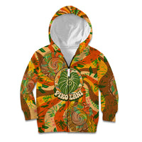 Hawaiian Piko Lani Cultivate I Ka Piko Aloha Kid Hoodie Retro Psychedelic Taro Leaf - Hibiscus Flowers