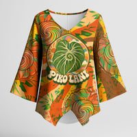 Hawaiian Piko Lani Cultivate I Ka Piko Aloha Kimono Sleeve Blouse Retro Psychedelic Taro Leaf - Hibiscus Flowers