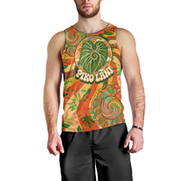 Hawaiian Piko Lani Cultivate I Ka Piko Aloha Men Tank Top Retro Psychedelic Taro Leaf - Hibiscus Flowers