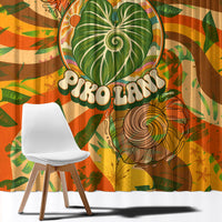 Hawaiian Piko Lani Cultivate I Ka Piko Aloha Window Curtain Retro Psychedelic Taro Leaf - Hibiscus Flowers
