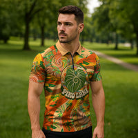 Hawaiian Piko Lani Cultivate I Ka Piko Aloha Zipper Polo Shirt Retro Psychedelic Taro Leaf - Hibiscus Flowers TS04 - Polynesian Pride