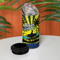 Waimanalo Oahu Hawaii Surfing 4 in 1 Can Cooler Tumbler Tropical Beach Retro Sunburst Surfboard