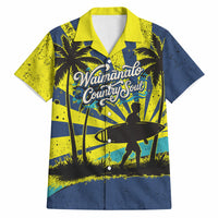 Waimanalo Oahu Hawaii Surfing Hawaiian Shirt Tropical Beach Retro Sunburst Surfboard TS04 Yellow Blue - Polynesian Pride