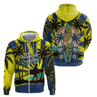 Waimanalo Oahu Hawaii Surfing Zip Hoodie Tropical Beach Retro Sunburst Surfboard TS04 - Polynesian Pride