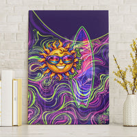 Waimanalo Hawaii Sun Rabbit Canvas Wall Art Psychedelic Trippy Neon Swirl Graphic TS04 Without Frame Purple Green - Polynesian Pride