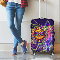 Waimanalo Hawaii Sun Rabbit Luggage Cover Psychedelic Trippy Neon Swirl Graphic
